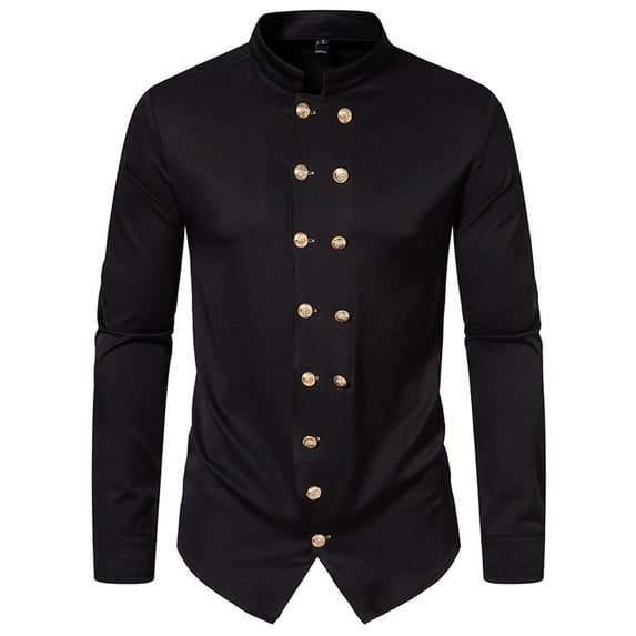Men's Casual Long Sleeve Stretch Dress Shirt Men's Stretch Wrinkle Free Dress Shirts Steampunk Vintage Gothic Victorian Blouse Shirt Formal Wedding Prom Long Sleeve Slim Fit Button Down Shirt