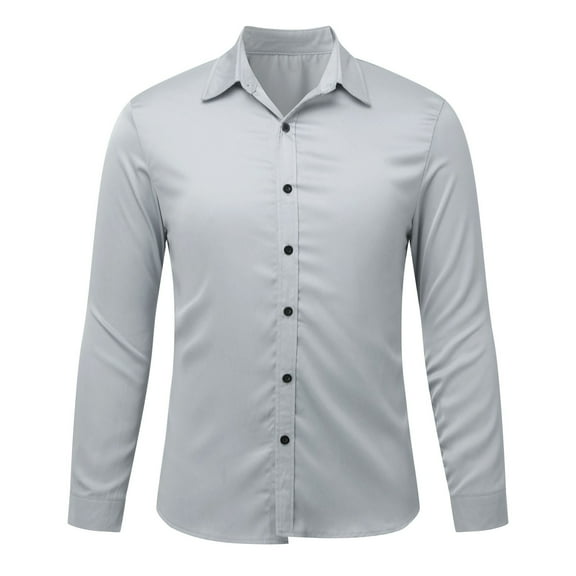 Men's Casual Long Sleeve Stretch Dress Shirt Men's Dress Shirts Long Sleeve Wrinkle-Free Stretch Shirts Solid Formal Regular Fit Button Down Shirts Collared Business Work Shirt