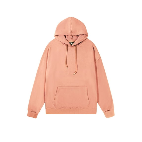 Men's Casual Long Sleeve Tops New Hoodies for Men Casual Solid Color Drawstring Pullover Fall Drop Shoulder Loose Hooded Sweatshirt Orange XXL