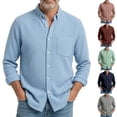 thumbnail image 1 of Men's Casual Long Sleeve Waffle Knit Button Down Solid Color Pocket Shirt for Spring Fall Casual Style,Navy,M, 1 of 4