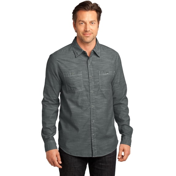 Men's Casual Long Sleeve Washed Woven Shirt