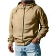 thumbnail image 1 of Men's Casual Long-Sleeve Zip-Up Hoodie Jacket, Khaki, Size XXXL, 1 of 4