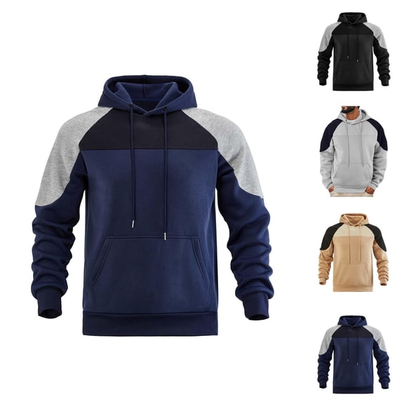 Men's Casual Loose Colorbl Ocked Hooded Sweatshirt Men Cotton Hooded Sweatshirt