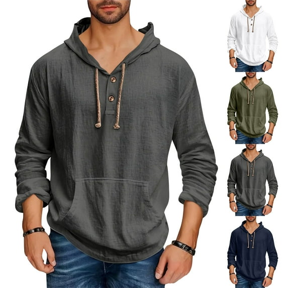 Men's Casual Loose Fit Long Sleeve Hooded Sweatshirt with Pocket, Spring Fall Everyday Comfort Top,Army Green,L