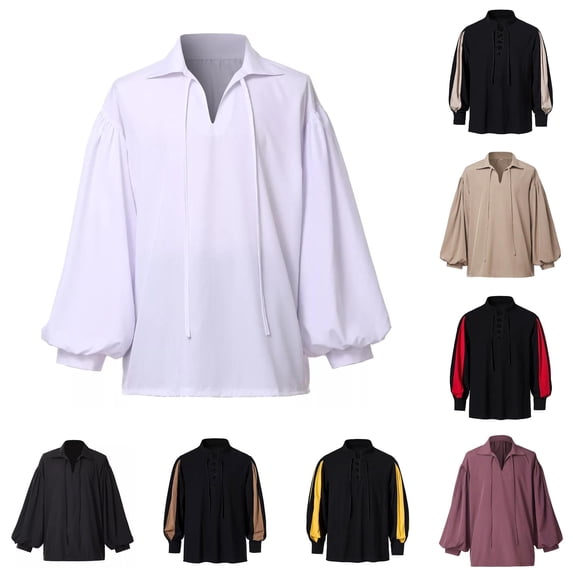 Men's Casual Loose Fit Medieval Shirt Pirate Shirt Halloween Cosplay Halloween Costumes Men, Size S