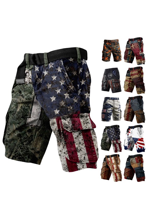 Men's Casual Loose Fit Multi-Pockets Military Cargo Shorts Camo Print Cargo Shorts with Multiple Pockets and Relaxed Fit Army Green XXL