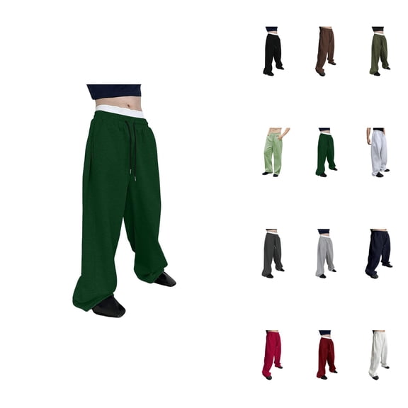 Men's Casual Loose Fit Pants, Drawstring Waist Straight Leg Sweatpants with Pockets for Daily Wear and Sports