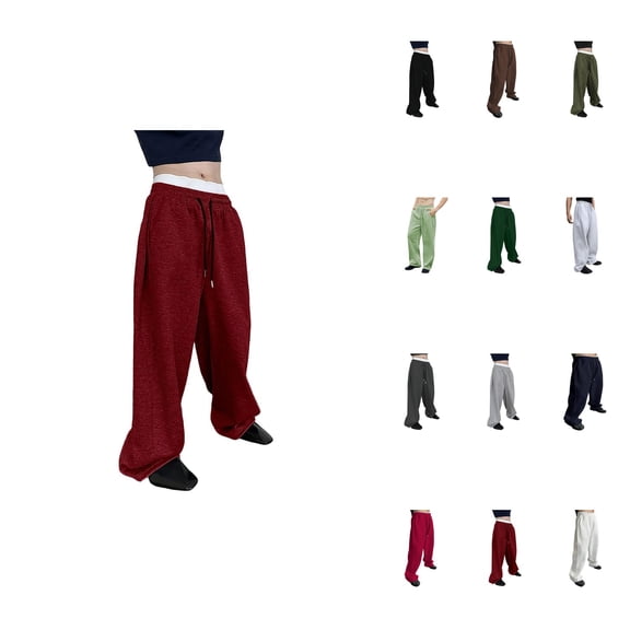 Men's Casual Loose Fit Pants, Drawstring Waist Straight Leg Sweatpants with Pockets for Daily Wear and Sports