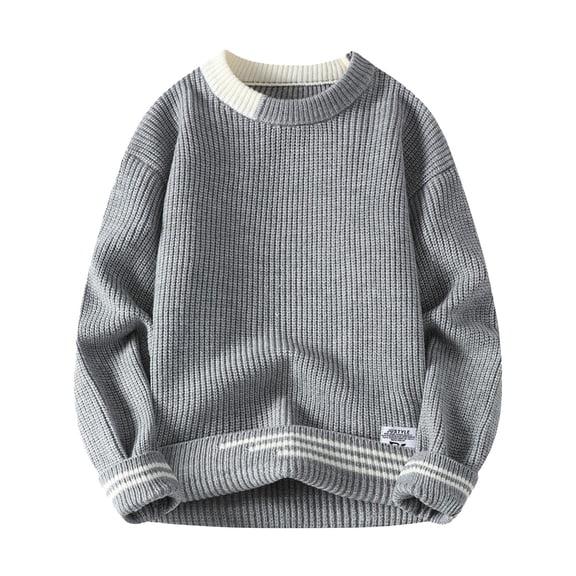Men's Casual Loose Fit Round Neck Thermal Sweater Coat Warm Thick Knit Pullover Stylish Comfortable Winter Outwear
