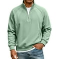 thumbnail image 1 of Men's Casual Loose Fit Sweatshirt with Raglan Stitching and Stand Collar Zipper, Relaxed Pullover for Everyday Wear and Outdoor Activities,Mint Green,2XL, 1 of 6