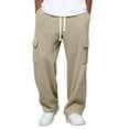 thumbnail image 1 of Men’s Casual Loose Fit Waffle Knit Cargo Pants with Drawstring Waist and Multiple Pockets for Everyday Wear, 1 of 4