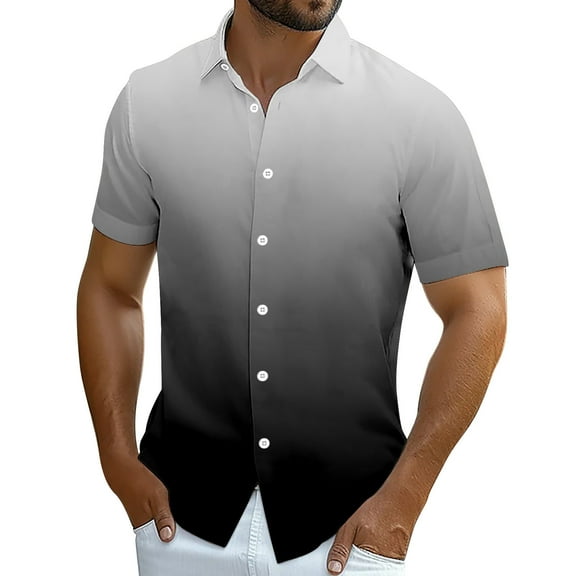 Men's Casual Loose Lapel Floral Print Short Sleeve Shirt Polyester, Breathable, for Beach & Casual, Multiple Sizes