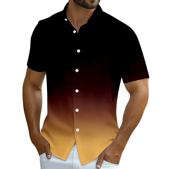 Men's Casual Loose Lapel Floral Print Short Sleeve Shirt Polyester, Breathable, for Beach & Casual, Multiple Sizes