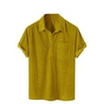 thumbnail image 1 of ZQUUVOU Men's Casual Loose Short Sleeved Shirt Solid Color Comfortable Shirt Turndown Collar Blouse Yellow, 1 of 5