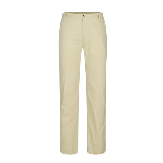Men's Casual Loose Straight Leg Solid Pants With Double Pleated Front Pocket(Khaki,M)