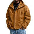 thumbnail image 1 of Men's Casual Loose Waterproof Windbreaker - Hooded Jacket, Ginger Yellow, M, 1 of 5