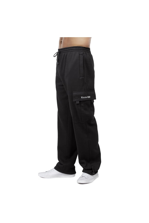 Men's Casual Loose fit Fleece Cargo Sweatpants 3XL, Black