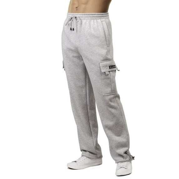 Men's Casual Loose fit Fleece Cargo Sweatpants XS, Heather Grey