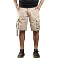 thumbnail image 1 of Men's Casual Mid Waist Cargo Shorts Solid Color Drawstring Loose Fit Polyester (Size 29-44), 1 of 5