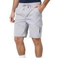 thumbnail image 1 of Men's Casual Mid - Waist Cargo Shorts - Solid Polyester, Loose Fit, Drawstring, for Basketball, Fitness & Daily Wear, 1 of 6