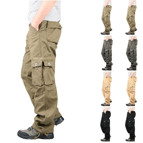 Men's Casual Military Pants, Wild Army Combat Rip Stop Outdoor Work Cotton Cargo Pants Trousers with Muti Pockets Yellow