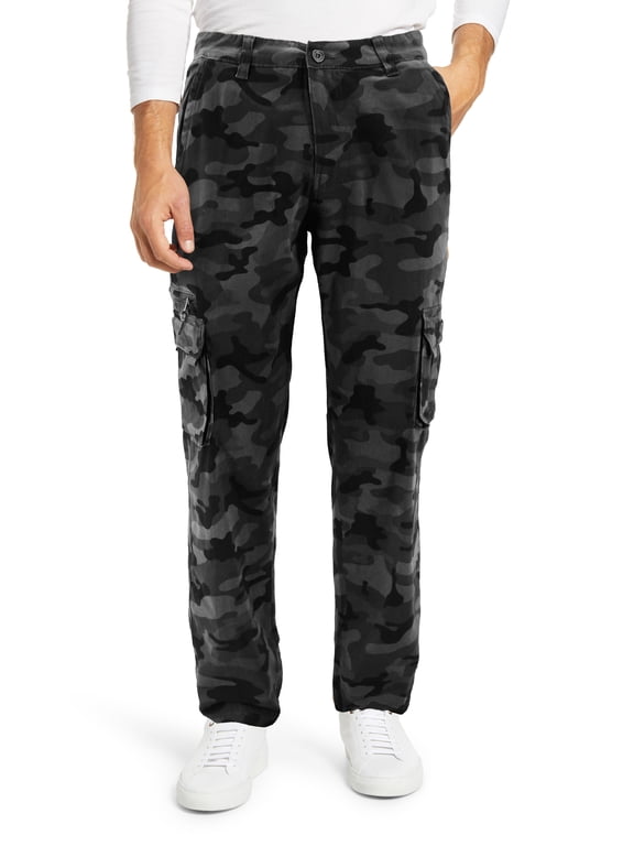 Men's Casual Multi Pocket Army Camo Trousers Classic Camouflage Cargo Pants (Grey Camo, 32x30)