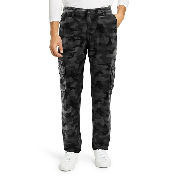 Men's Casual Multi Pocket Army Camo Trousers Classic Camouflage Cargo Pants (Grey Camo, 36x32)