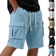 thumbnail image 1 of Men's Casual Multi-Pocket Shorts, Drawstring Elastic Waist, Knit Jogger Shorts, Straight Leg, Lightweight Breathable Stretchy, Gym Workout Running Hiking Daily Wear, Summer, 1 of 6