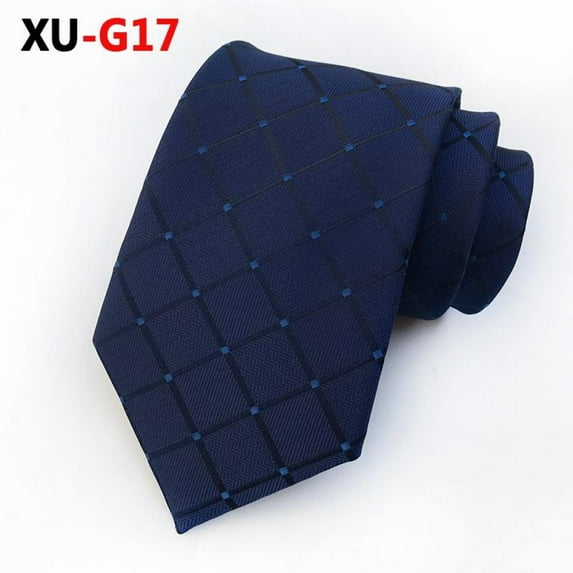 Men's Casual Necktie Classic Formal Silk Jacquard Plaid Print Tie for Wedding Party