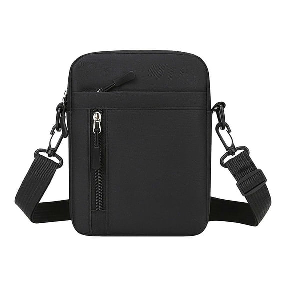 Men's Casual Nylon Crossbody Bag - Water-Resistant, Lightweight, Multiple Compartments - Perfect for Travel, Commuting and Everyday Use - Phone Bag for Business and Outdoor Activities, Black