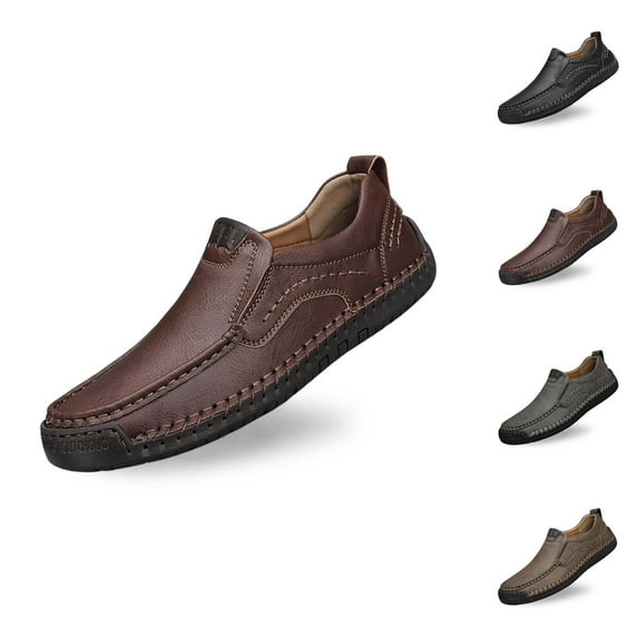 Men's Casual On Loafers Comfortable Leather Flat Shoes For Daily Wear With Jeans All Season Non Sole Lightweight Breathable Zapatos Hombre