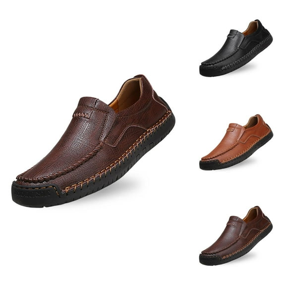 Men's Casual On Loafers Comfortable Leather Shoes For Daily Wear Lightweight Breathable Flat Sole Sneakers With Jeans All Season Men’S Casual Shoes