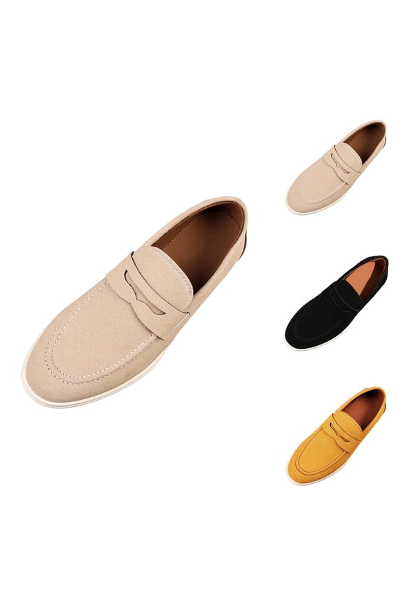 Men's Casual On Loafers Comfortable Soft Sole Breathable Suede Driving Shoes For Walking Travel Work Black Shoes For Men