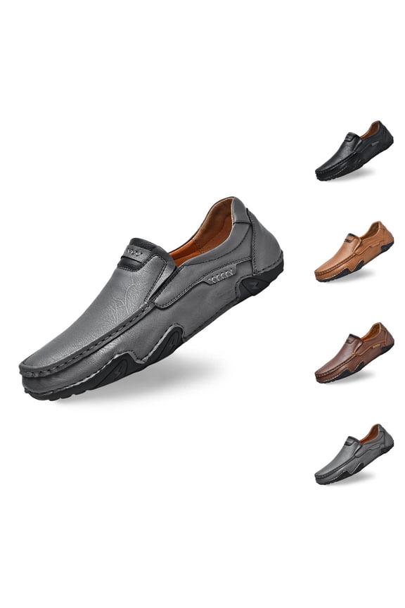 Men's Casual On Loafers Leather Comfortable Walking Shoes For Daily Wear With Jeans All Season Flat Footwear Mens Shoes Casual