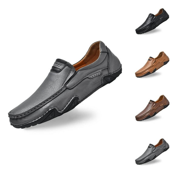 Men's Casual On Loafers Leather Comfortable Walking Shoes For Daily Wear With Jeans All Season Flat Footwear Mens Wide Shoes