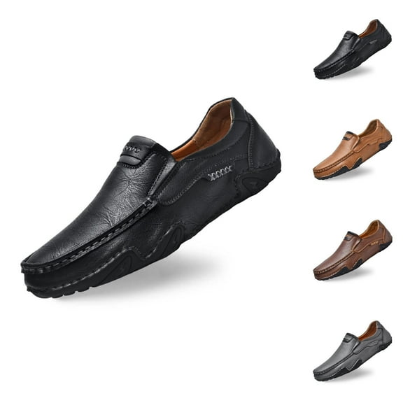 Men's Casual On Loafers Leather Comfortable Walking Shoes For Daily Wear With Jeans All Season Flat Footwear Zapatos Para Hombres
