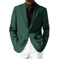 thumbnail image 1 of Men's Casual One-Button Blazer, Slim-Fit Lightweight Business Daily Sport Coat, Dark Green, L, 1 of 6