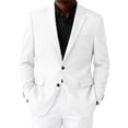 thumbnail image 1 of Men's Casual One-Button Blazer, Slim-Fit Lightweight Business Daily Sport Coat, White, XXL, 1 of 6