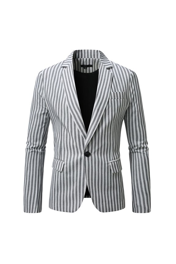Men's Casual One-Button Stand Collar Blazer Lightweight Business Fashion Coat - White XXL