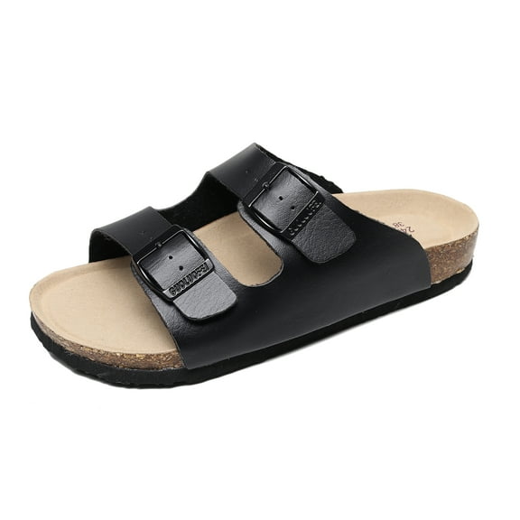 Men's Casual Open Toe Slip On Strap Slides, Unisex Outdoor Non-slip Adjustable Buckle Sandals Beach Essentials
