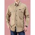 thumbnail image 1 of Fredd Marshall Men's 100% Cotton Long Sleeve Hiking Shirt with Pockets, 1 of 5