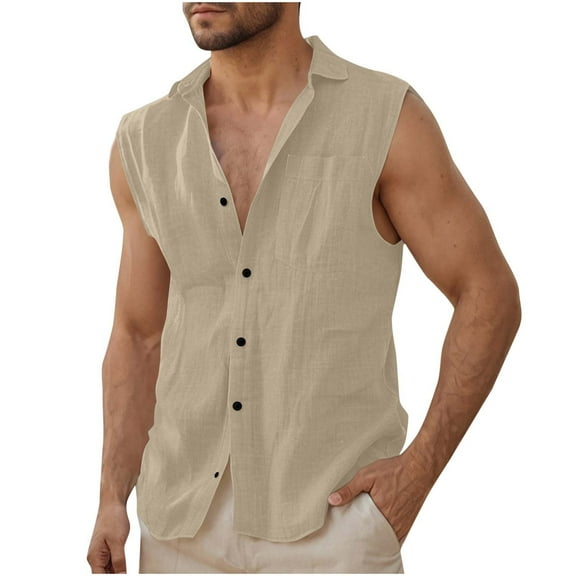 Men's Casual Outdoor Cotton Linen Vest Lightweight Breathable Multi-Pocket Fishing Safari Travel Vests Outwear
