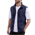 thumbnail image 1 of Men's Casual Outdoor Lightweight Vest Quick Dry Fishing Hunting Photo Sleeveless Vest with Muti Pockets for Volunteer Outdoor Emergency Blue, 1 of 6