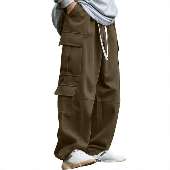 Men's Casual Outdoor Sports Trousers Elastic Waist Drawstring Lightweight Breathable Comfortable Loose Fit Work Pants For Hiking Jogging Travel Pants Loose Fit Straight Legs Beach Trousers