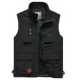 thumbnail image 1 of Father's Day Gifts,Men's Casual Outdoor Vest Jacket Multi Pockets Breathable Mesh Lined Work Camping Travel Photo Fishing Outwear (Medium, Black), 1 of 4