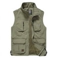 thumbnail image 1 of Men's Casual Outdoor Vest Jacket Multi Pockets Breathable Mesh Lined Work Camping Travel Photo Fishing Outwear (Medium, Khaki), 1 of 5