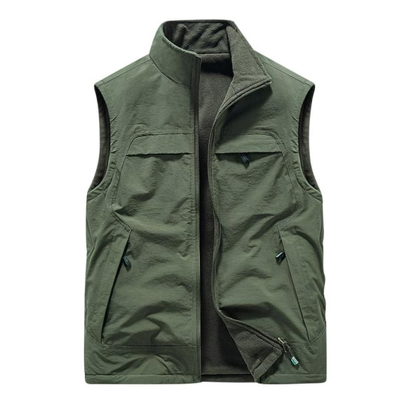 Men's Casual Outdoor Vest Jacket Multi Pockets Breathable Mesh Lined Work Camping Travel Photo Fishing Outwear (XX-Large, Army Green 02)