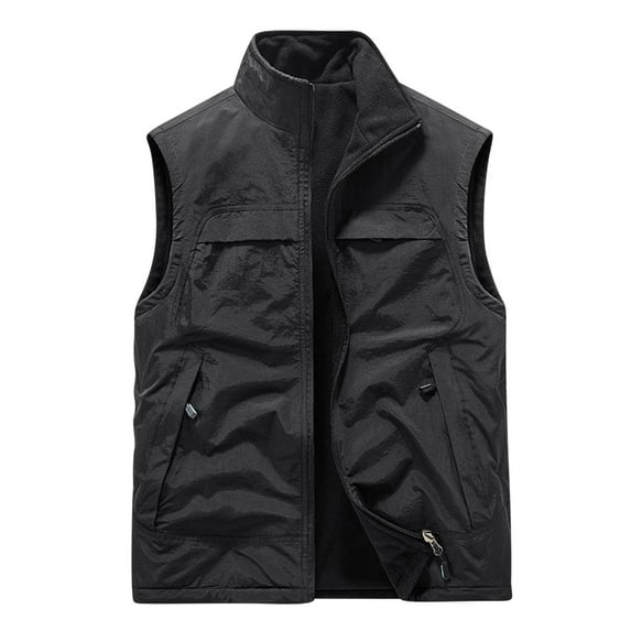 Men's Casual Outdoor Vest Jacket Multi Pockets Breathable Mesh Lined Work Camping Travel Photo Fishing Outwear (XX-Large, Black 02)