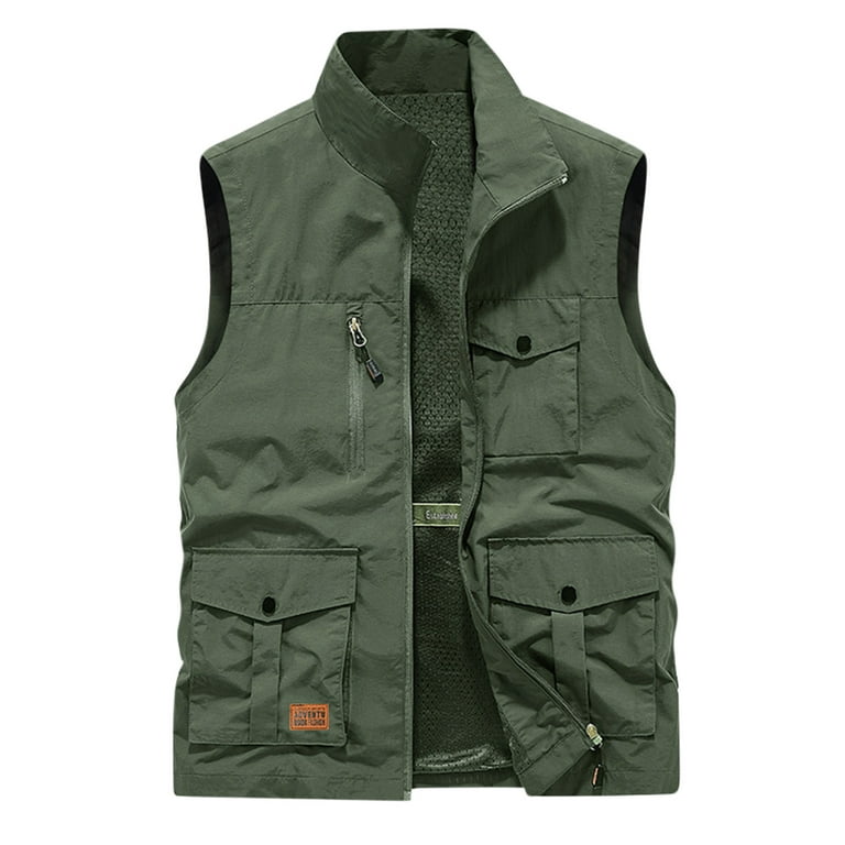 Men's Casual Outdoor Vest Zip-up Jacket Quick Dry Work Travel