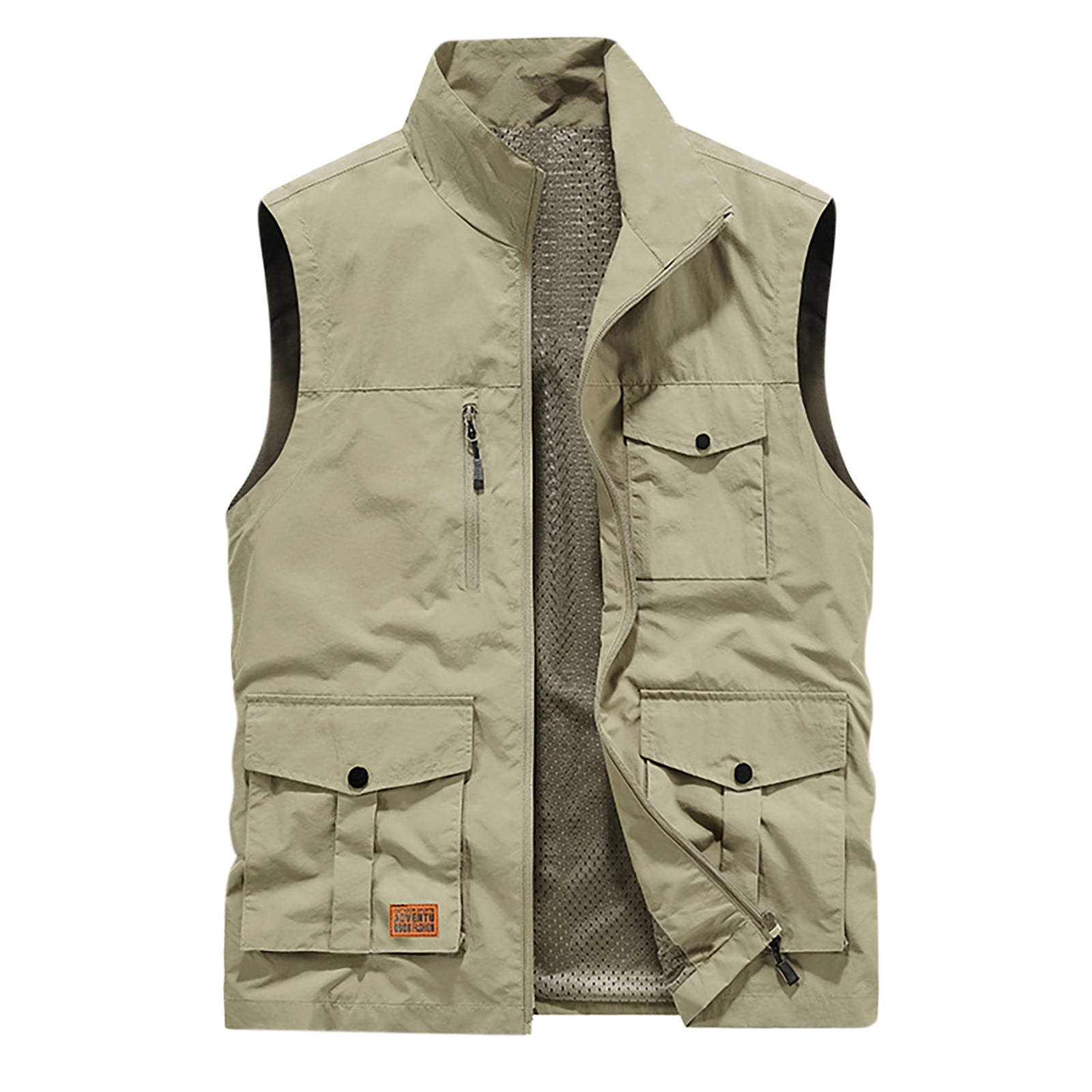 Men's Casual Outdoor Vest Zip-up Jacket Quick Dry Work Travel Cargo ...